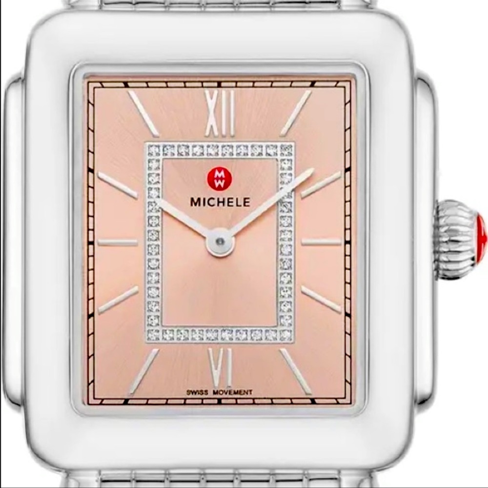 Michele Diamond Deco Rose Gold Face Watch